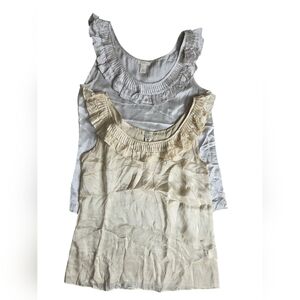J. Crew 100% Silk Tank Sleeveless Blouse in Cream Grey Bundle